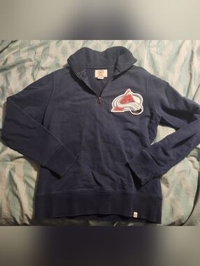 Vintage Colorado Avalanche 47 Brand 1/4‎ Zip Pullover Sweater Men's Size Small